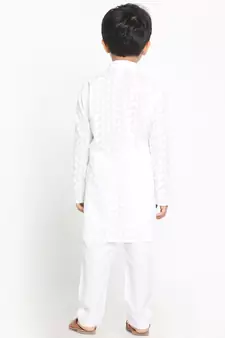 White Embroidered Cotton -Kurta-Pyjama