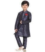  Multicolor-Base-Blue Silk Blend Kurta Pyjama Set