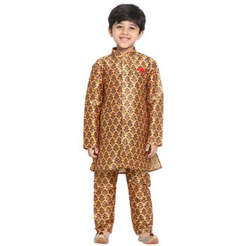  Multicolor-Base-Yellow Silk Blend Kurta Pyjama Set 1