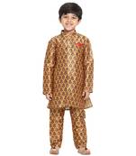  Multicolor-Base-Yellow Silk Blend Kurta Pyjama Set