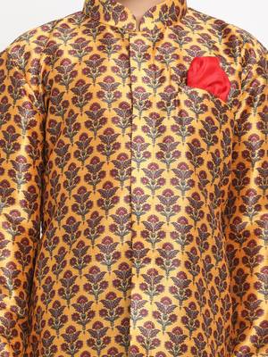  Multicolor-Base-Yellow Silk Blend Kurta Pyjama Set 4