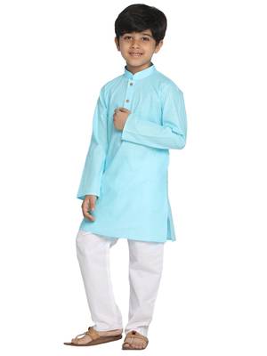  Aqua And White Kurta Pyjama Set 1