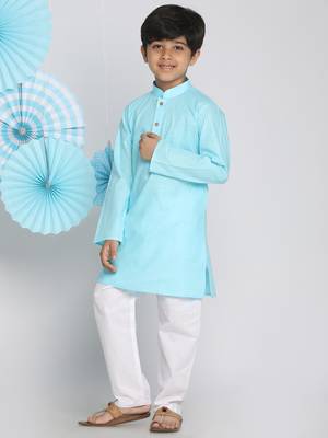 Aqua And White Kurta Pyjama Set 2
