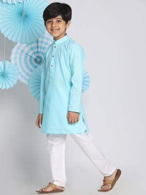  Aqua And White Kurta Pyjama Set 3