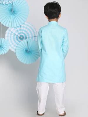  Aqua And White Kurta Pyjama Set 4