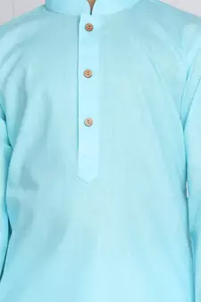  Aqua And White Kurta Pyjama Set