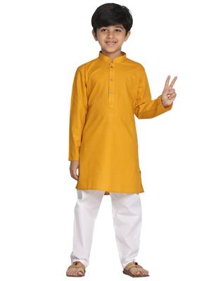  Mustard And White Kurta Pyjama Set 1