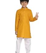  Mustard And White Kurta Pyjama Set