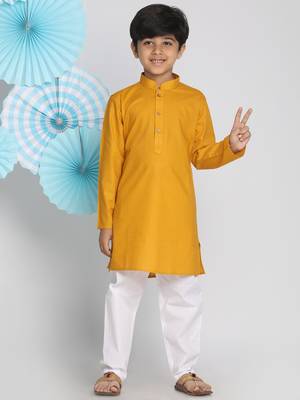  Mustard And White Kurta Pyjama Set 2