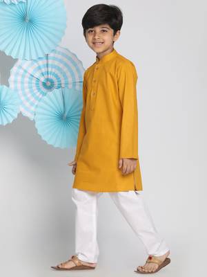  Mustard And White Kurta Pyjama Set 3