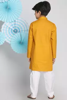  Mustard And White Kurta Pyjama Set