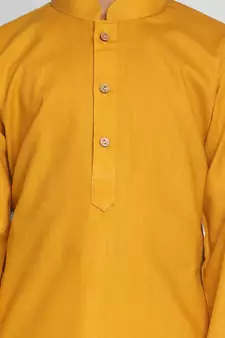  Mustard And White Kurta Pyjama Set
