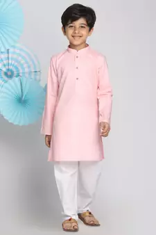  Pink And White Kurta Pyjama Set