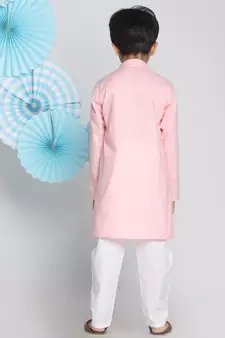  Pink And White Kurta Pyjama Set