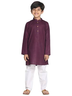  Purple And White Kurta Pyjama Set 1