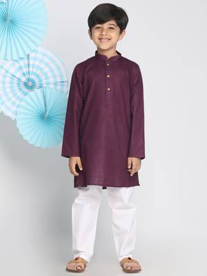  Purple And White Kurta Pyjama Set 2
