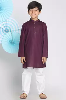  Purple And White Kurta Pyjama Set