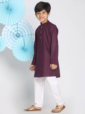  Purple And White Kurta Pyjama Set 3