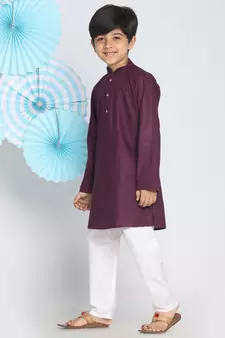  Purple And White Kurta Pyjama Set