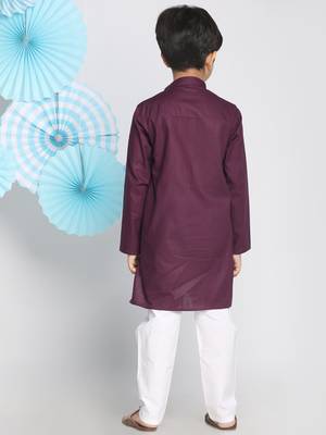  Purple And White Kurta Pyjama Set 4