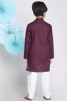  Purple And White Kurta Pyjama Set