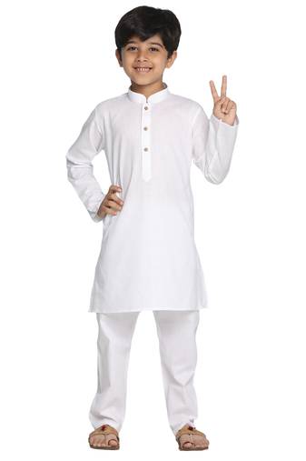 Boys' White Kurta Pyjama Set