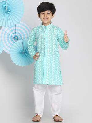  Green And White Kurta Pyjama Set 2