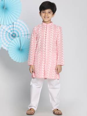  Pink And White Kurta Pyjama Set 2