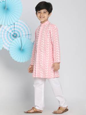  Pink And White Kurta Pyjama Set 3