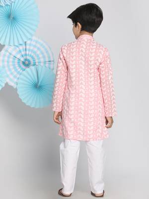  Pink And White Kurta Pyjama Set 4