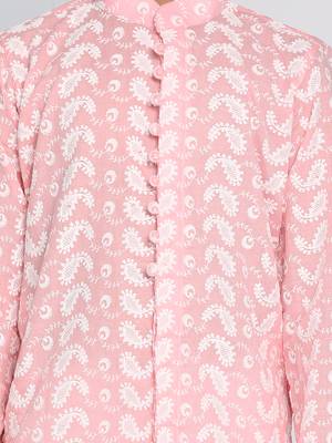  Pink And White Kurta Pyjama Set 5