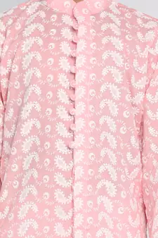  Pink And White Kurta Pyjama Set