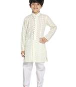  Yellow And White Kurta Pyjama Set