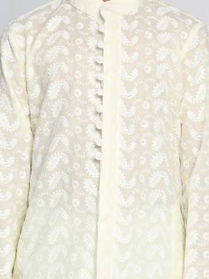  Yellow And White Kurta Pyjama Set 5