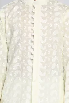  Yellow And White Kurta Pyjama Set