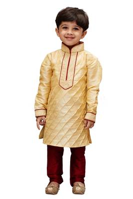 Boys Maroon Silk Blend Kurta Pyjama Set 1