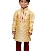 Boys Maroon Silk Blend Kurta Pyjama Set