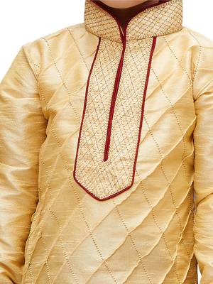 Boys Maroon Silk Blend Kurta Pyjama Set 4