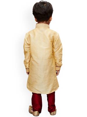 Boys Maroon Silk Blend Kurta Pyjama Set 5