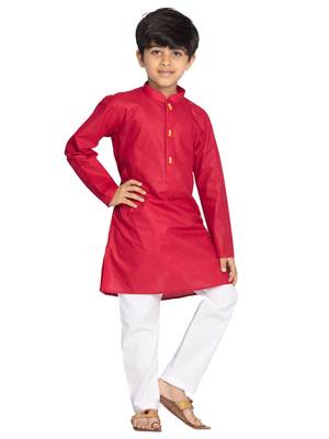  Maroon And White Kurta Pyjama Set 1