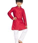  Maroon And White Kurta Pyjama Set