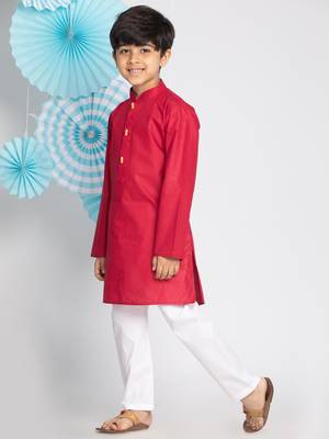  Maroon And White Kurta Pyjama Set 3