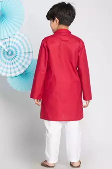  Maroon And White Kurta Pyjama Set