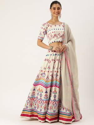 Multi Color Floral Designed Printed Lehenga Choli With Dupatta 1