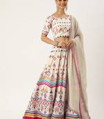 Multi Color Floral Designed Printed Lehenga Choli With Dupatta