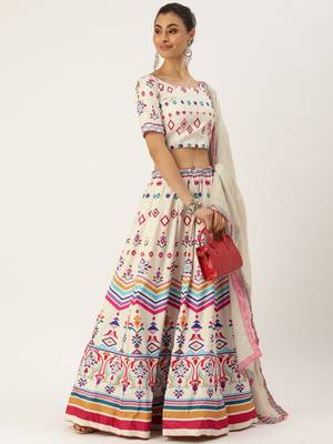 Multi Color Floral Designed Printed Lehenga Choli With Dupatta 2