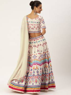 Multi Color Floral Designed Printed Lehenga Choli With Dupatta 3