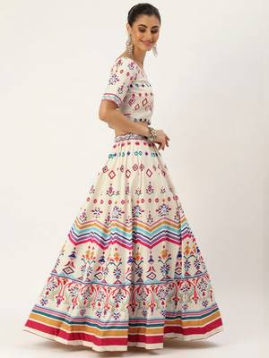 Multi Color Floral Designed Printed Lehenga Choli With Dupatta 4