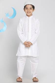 Boys' White Kurta Pyjama Set