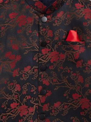 Boys' Maroon And Black Nehru Jacket 3